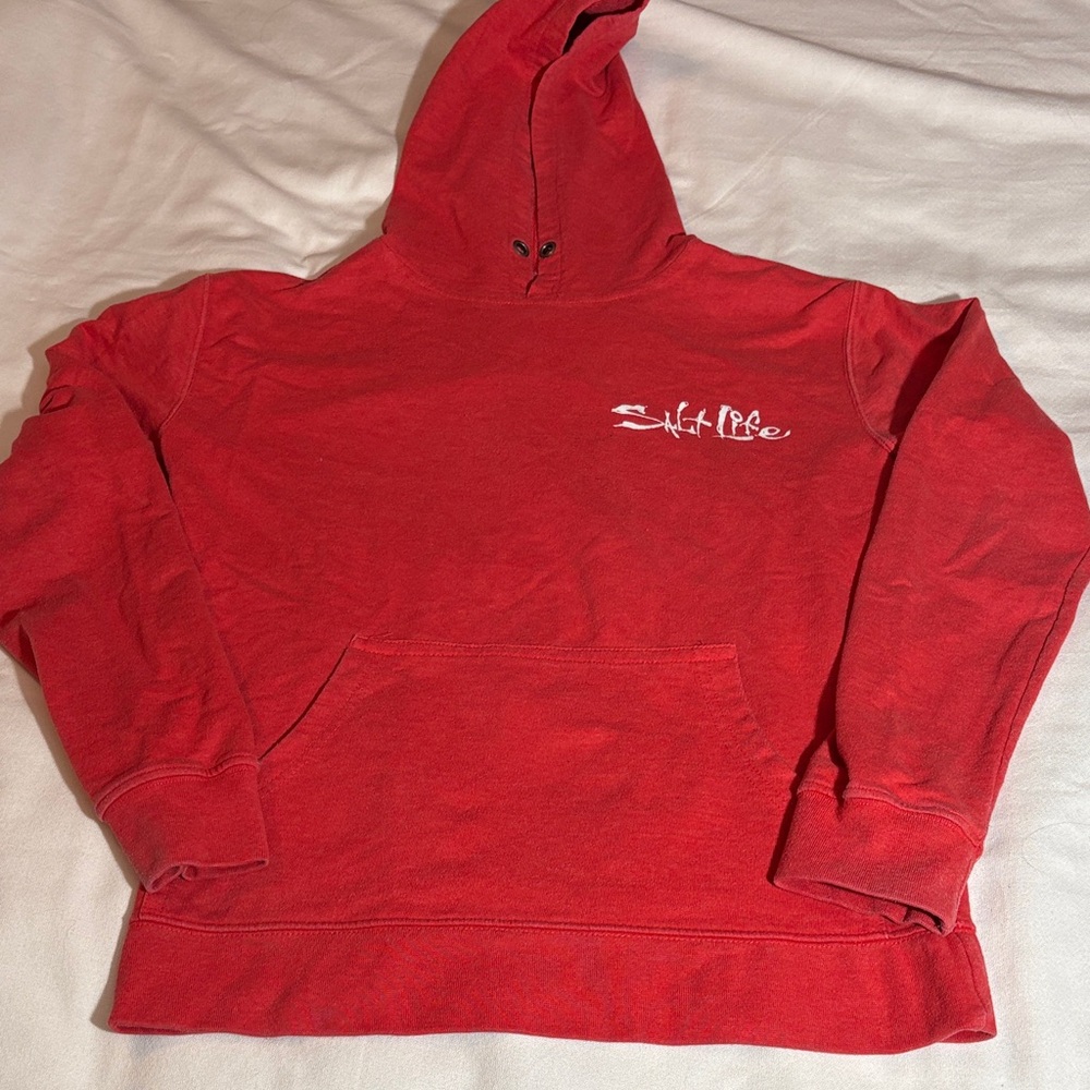 Salt Life Red Hoodie with White Script Logo
